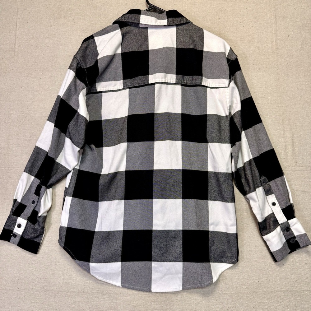 Abercrombie & Fitch Women's Black And White Buffalo Check Flannel Plaid Soft - Picture 2 of 7